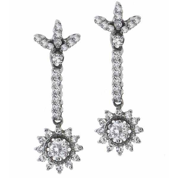 diamond 14k white gold drop earrings 1