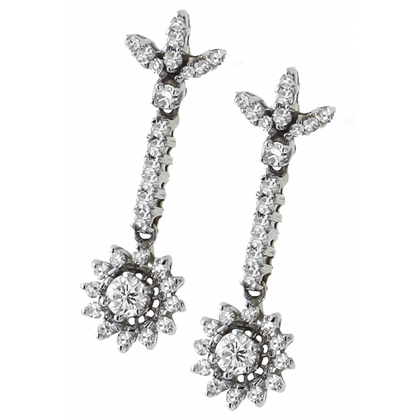 diamond 14k white gold drop earrings 1