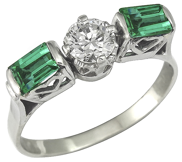 0.50ct Diamond 1.25ct Emerald Ring photo 1