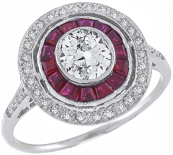 0.60ct diamond 0.58ct ruby ring photo 1