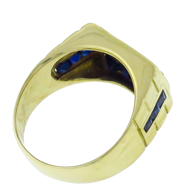 18k yellow  gold sapphire diamond ring 1