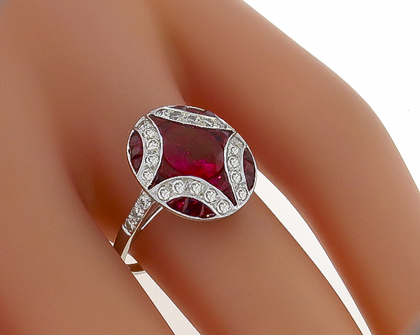 0.89ct ruby 0.40ct diamond ring photo 1