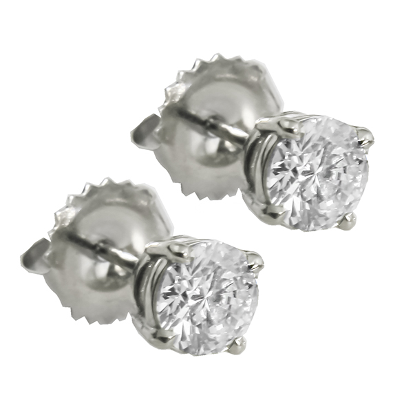 diamond  14k white gold stud earrings 1