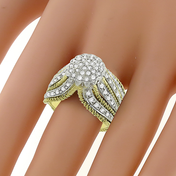 diamond 18k yellow and white gold ring 1