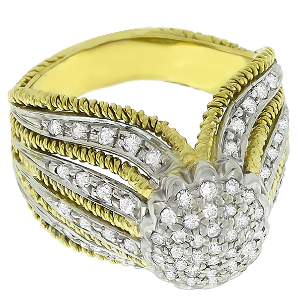 diamond 18k yellow and white gold ring 1