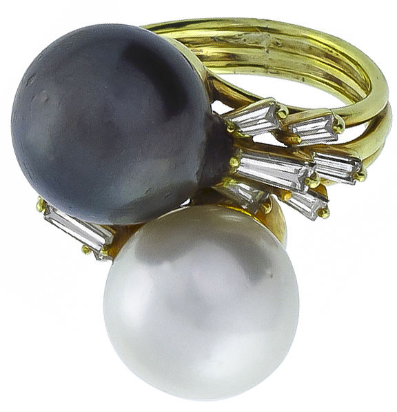 1.00ct  diamond south sea pearl cocktail ring photo 1