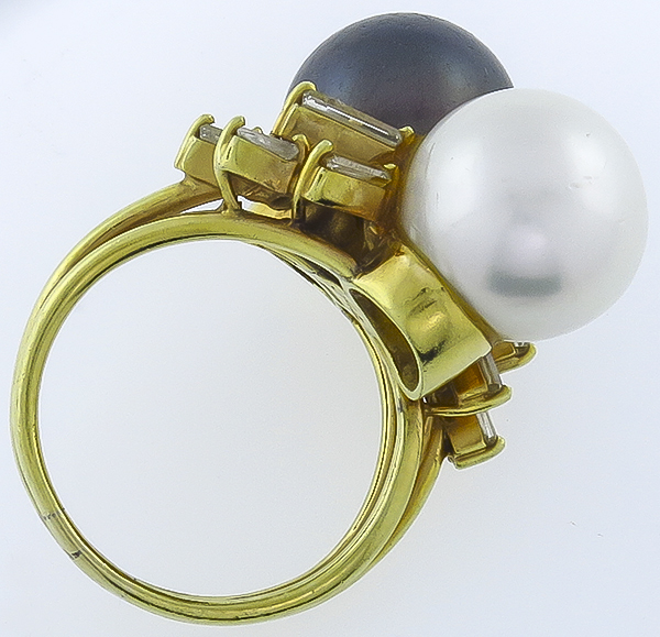 1.00ct  diamond south sea pearl cocktail ring photo 1