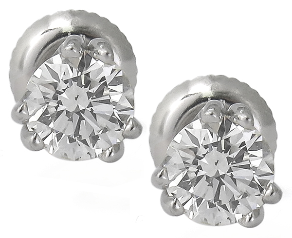 1.10ct diamond 14k gold stud earrings front view photo