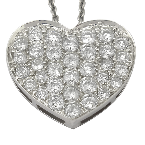 14K white gold heart slide pendant 1