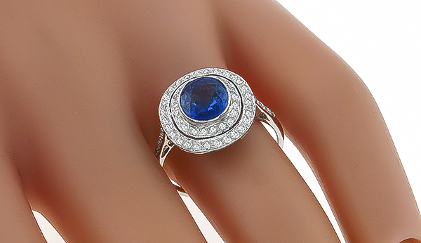 1.35ct Sapphire 0.43ct Diamond Ring Photo 1