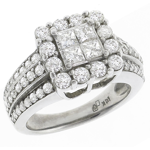 14k white gold diamond cluster ring 1