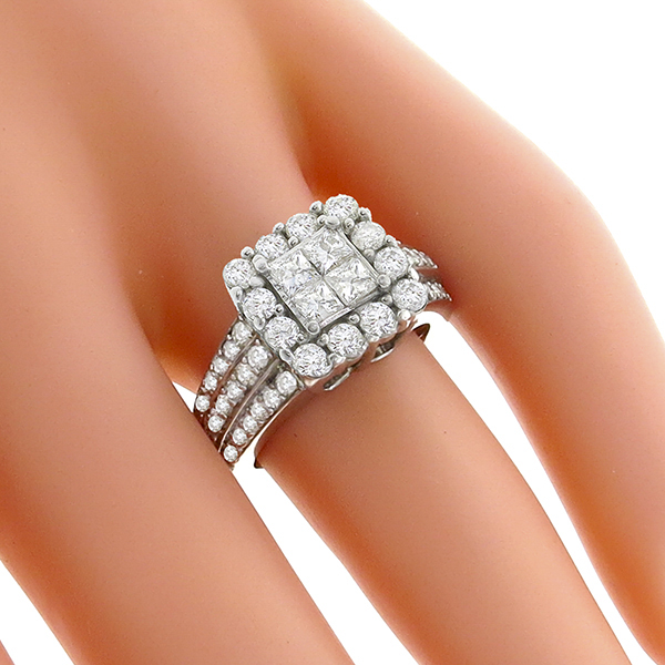 14k white gold diamond cluster ring 1