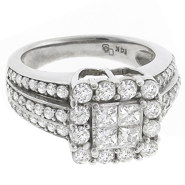 14k white gold diamond cluster ring 1