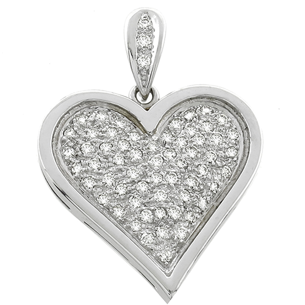 14k white gold diamond heart pendant 1