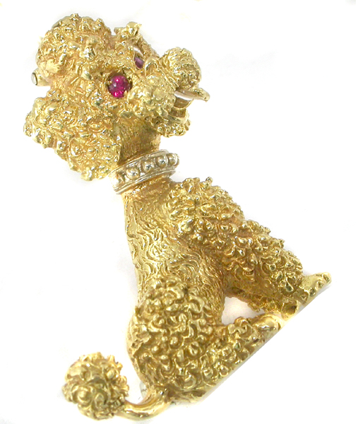 14k yellow gold poodle dog pin 1