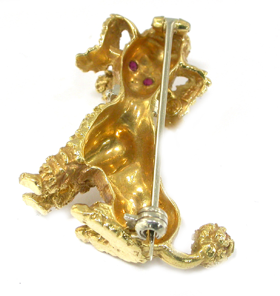 14k yellow gold poodle dog pin 1