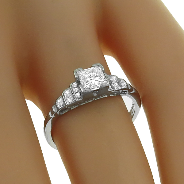 1920s 0.35ct Princess Cut Diamond Platinum Engagement Ring 