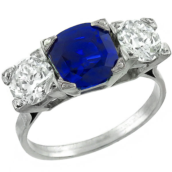 platinum sapphire and diamond 3 stone anniversary ring  1