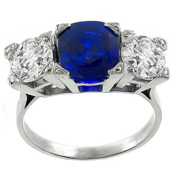 platinum sapphire and diamond 3 stone anniversary ring  1