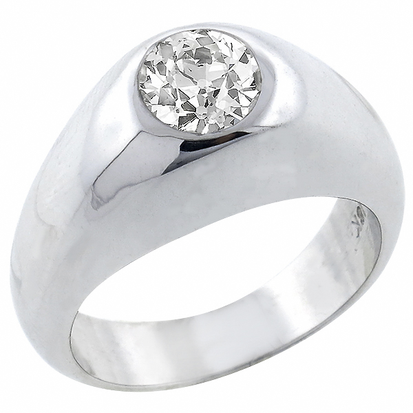 diamond 18k white gold gypsy ring  1