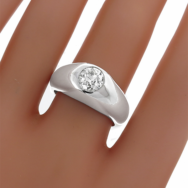 diamond 18k white gold gypsy ring  4
