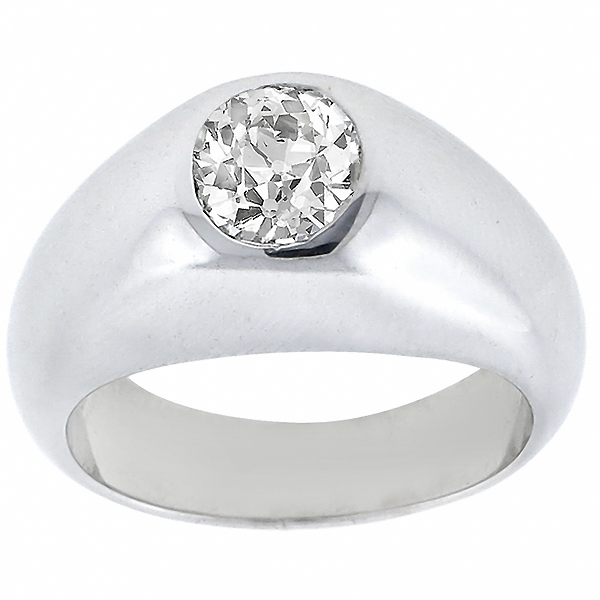 diamond 18k white gold gypsy ring  4