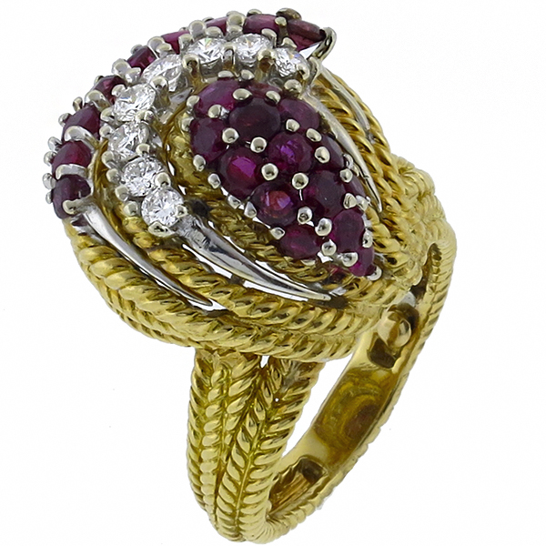 ruby and diamonnd 18k yellow and white gold ring 1