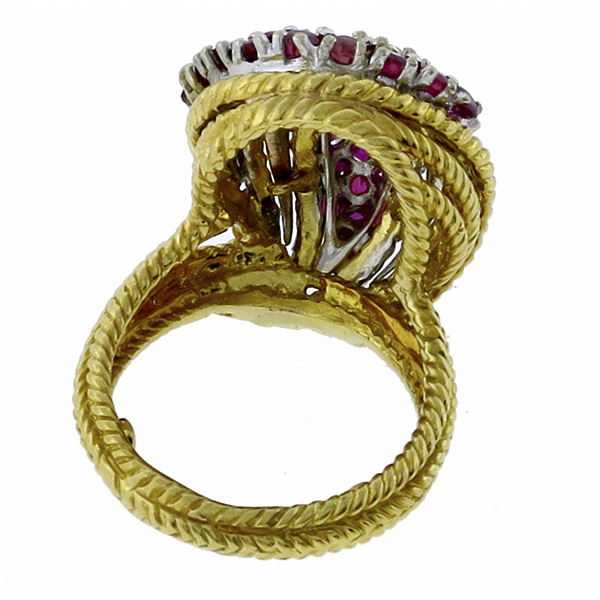 ruby and diamonnd 18k yellow and white gold ring 1