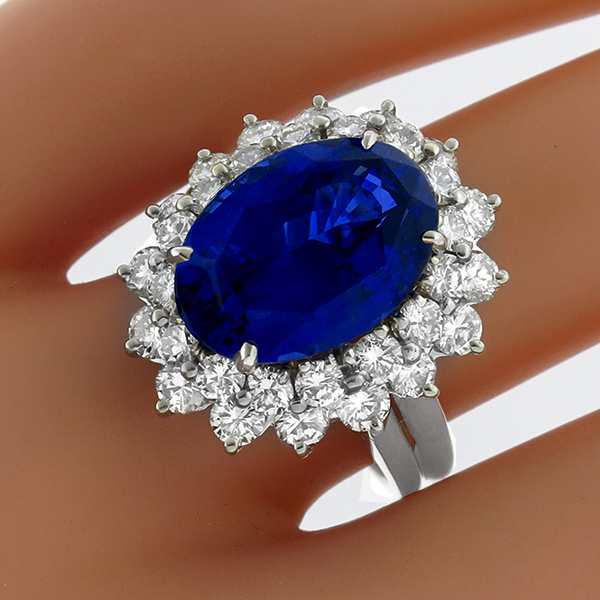  14k white gold sapphire diamond cocktail ring 1