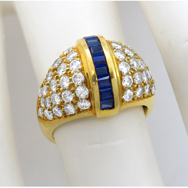 diamond sapphire 14k yellow gold ring 1