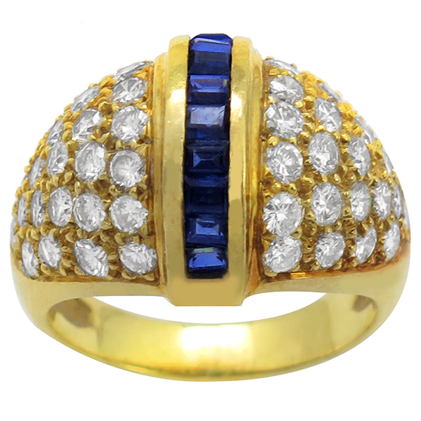 diamond sapphire 14k yellow gold ring 1