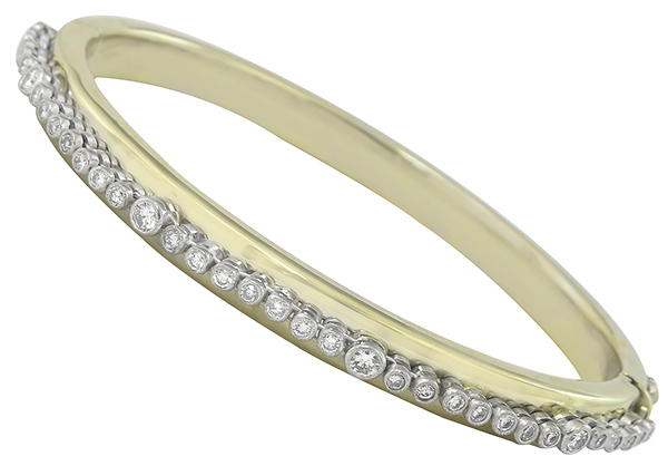 2.20ct diamond gold bangle front view photo