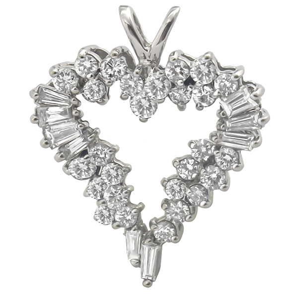 14k white gold open heart pendant 1