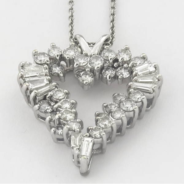 14k white gold open heart pendant 1