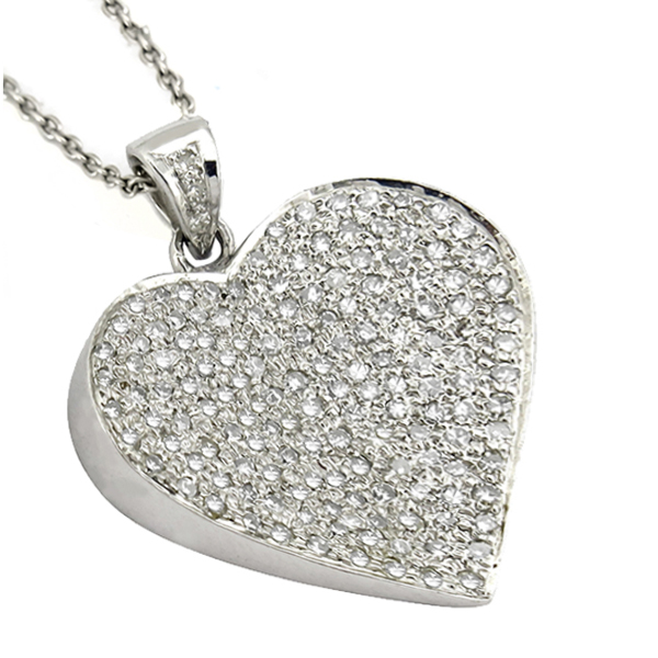  14K white gold heart pendant 1