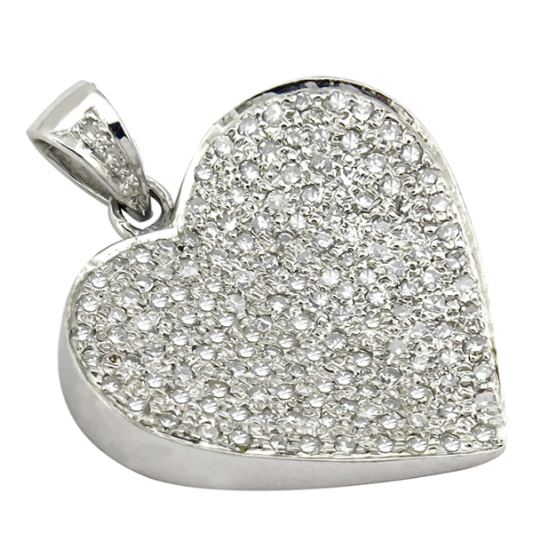  14K white gold heart pendant 1