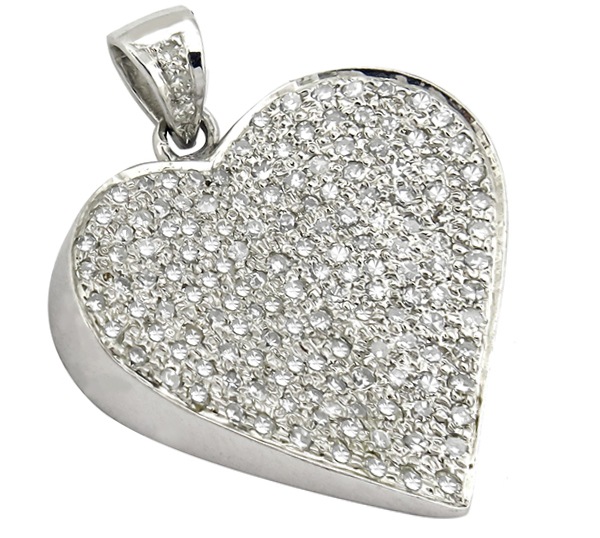  14K white gold heart pendant 1