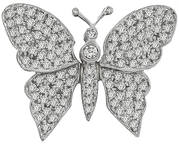 2.50ct Diamond Gold Butterfly Pin Photo 1