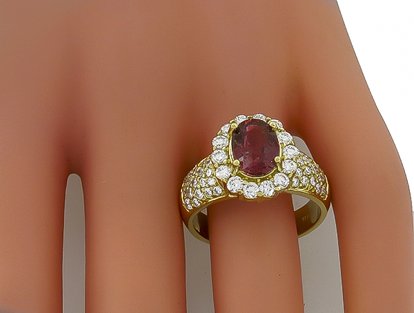 2.50ct rubellite 2.00ct diamond ring photo 1