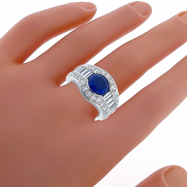  sapphire diamond platinum ring 1