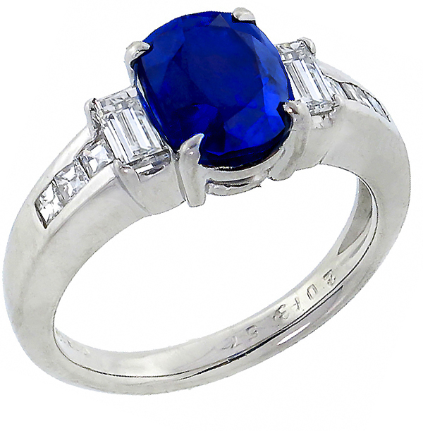 sapphire diamond  platinum engagement ring 1