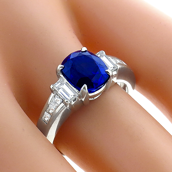 sapphire diamond  platinum engagement ring 1