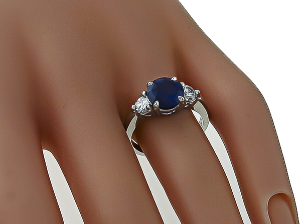 2.66ct Sapphire 0.70ct Diamond Engagement Ring Photo 1