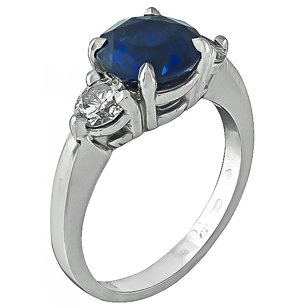 2.66ct Sapphire 0.70ct Diamond Engagement Ring Photo 1