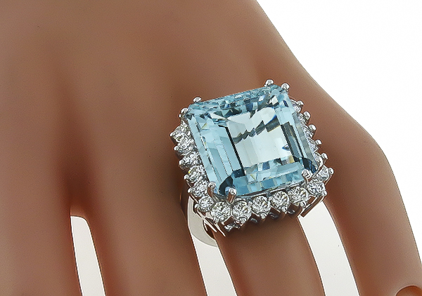 27.92ct Aquamarine 3.00ct Diamond Cocktail Ring Photo 1