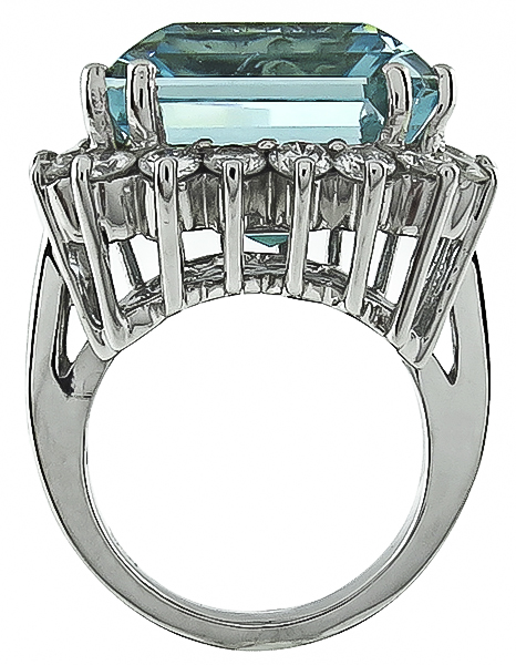 27.92ct Aquamarine 3.00ct Diamond Cocktail Ring Photo 1