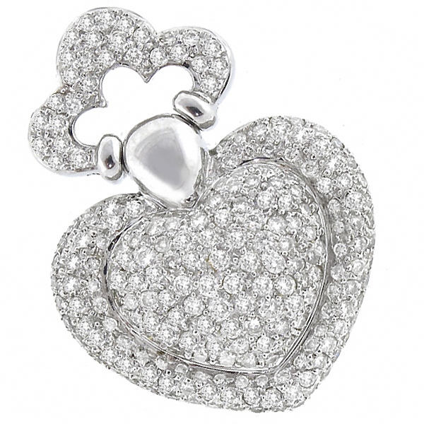 18k white gold diamond heart pendant 1