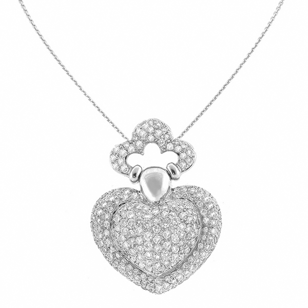 18k white gold diamond heart pendant 1