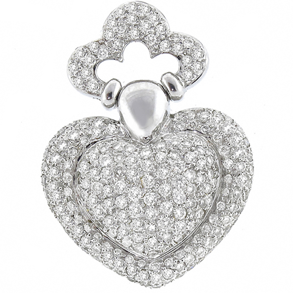 18k white gold diamond heart pendant 1