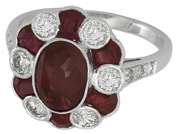 2.92ct ruby 0.61ct diamond gold ring 3/4 view photo